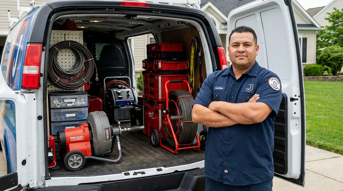 Professional drain cleaning equipment and Johns Plumbing LLC plumber in West Haven