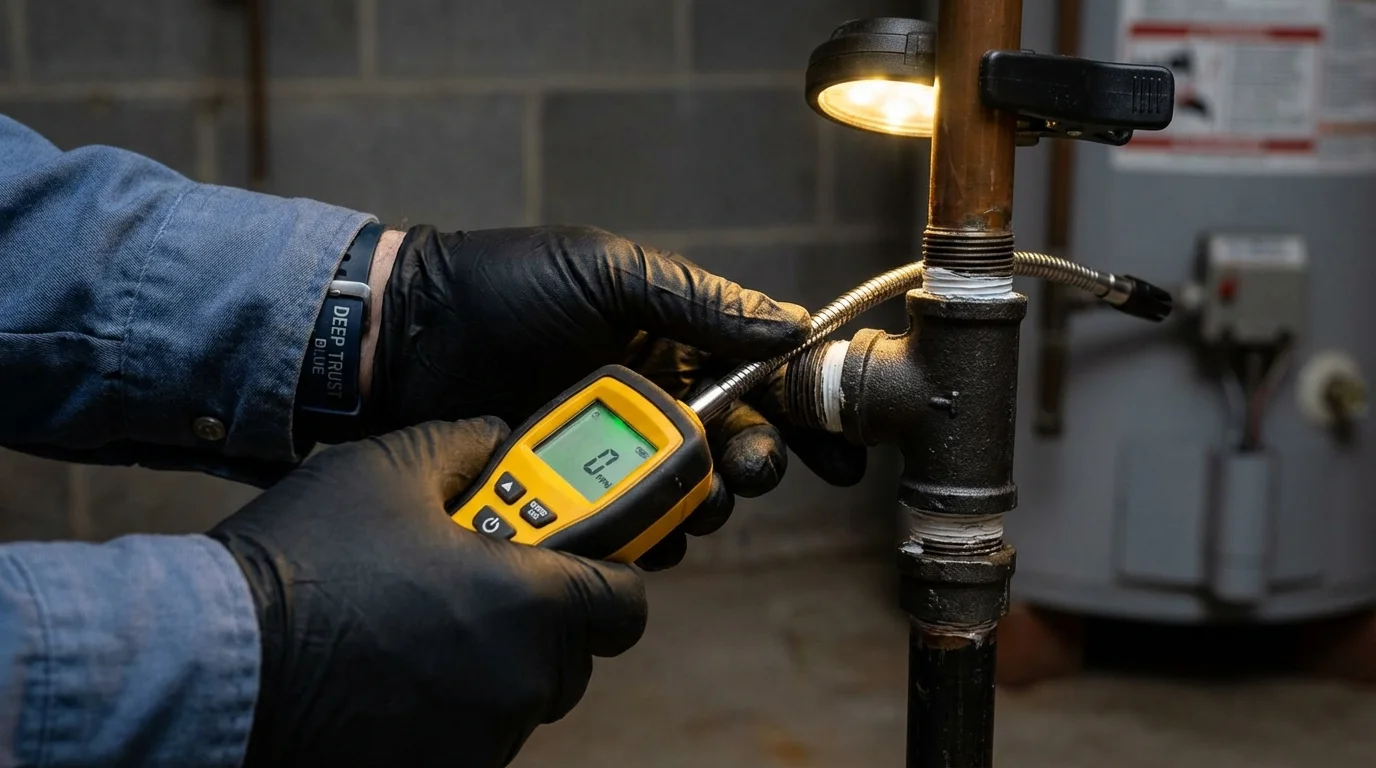 Gas leak detection with electronic sniffer by Johns Plumbing LLC in West Haven