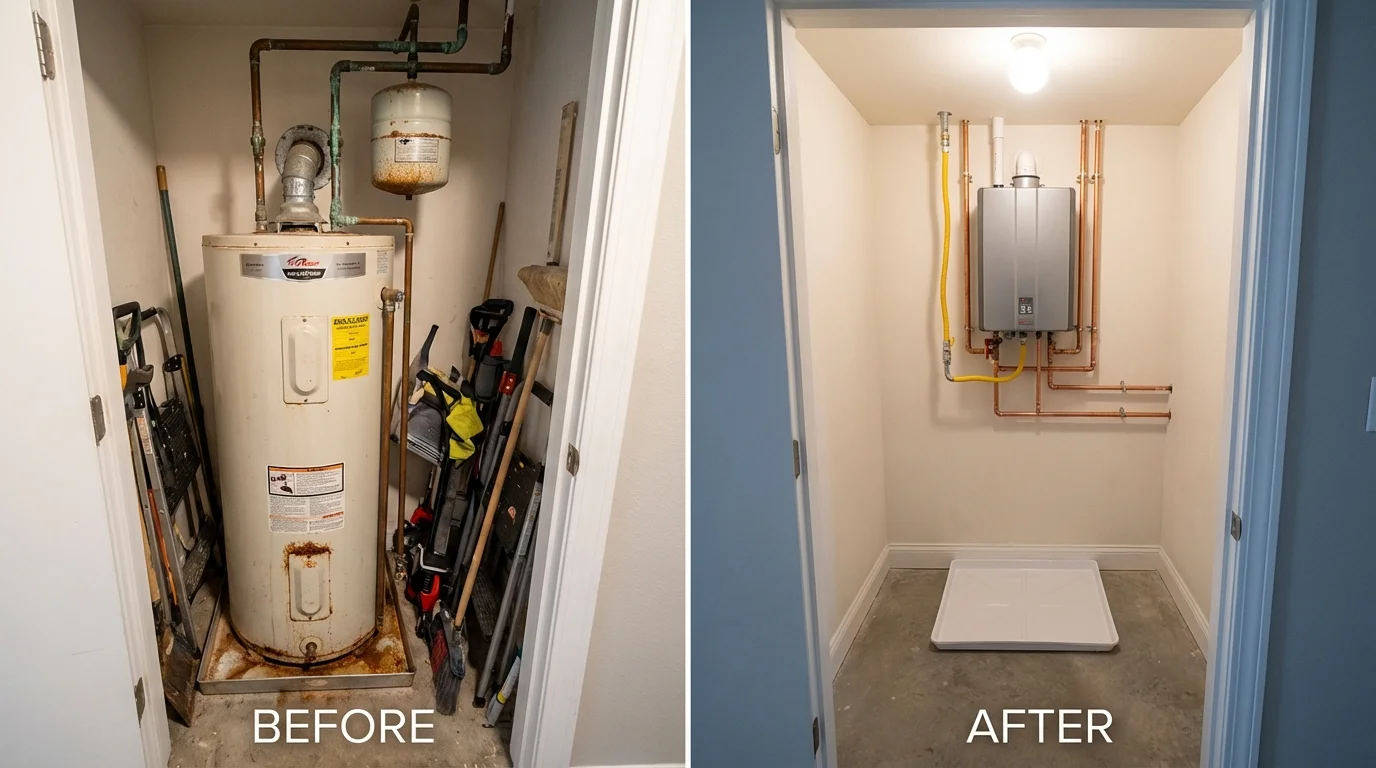 Tank water heater versus wall-mounted tankless unit comparison for West Haven, CT homeowners