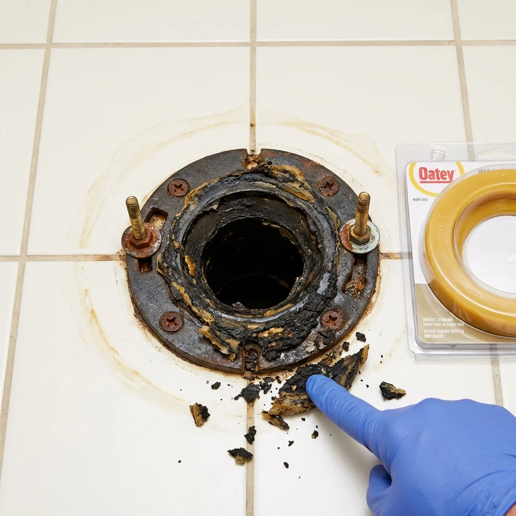 Failed wax ring showing water seepage at the base of a toilet in a West Haven, CT home